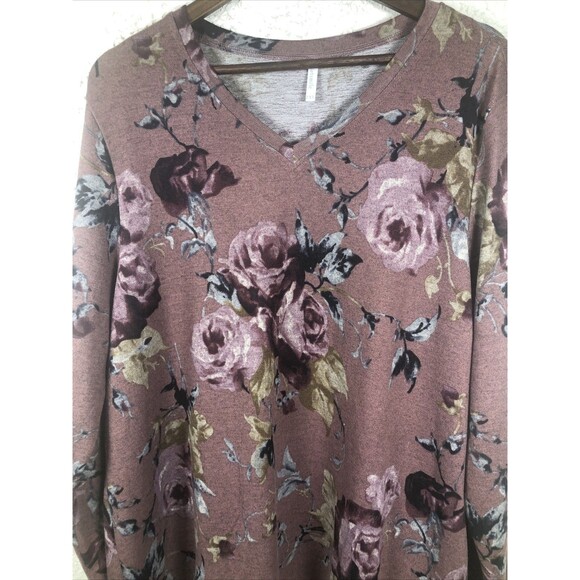 Netsmile Pink Top Lace Hem Plus Sz 2X V neck Cottagecore Romantic Floral Boho - Picture 6 of 9